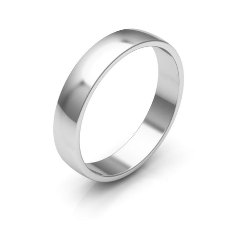 14K White Gold 4mm low dome  wedding bands