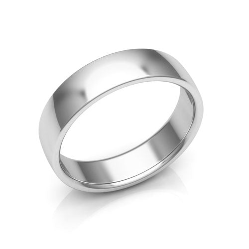 18K White Gold 5mm low dome comfort fit wedding bands