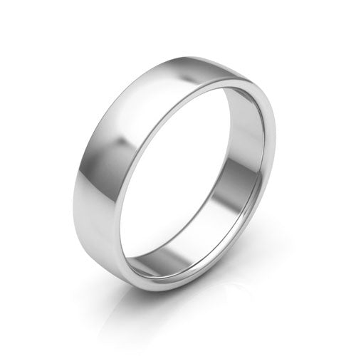 14K White Gold 5mm low dome comfort fit wedding bands