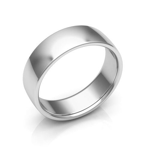 10K White Gold 6mm low dome comfort fit wedding bands