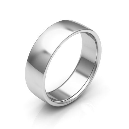 14K White Gold 6mm low dome comfort fit wedding bands