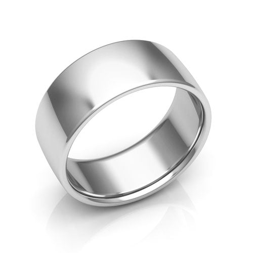10K White Gold 8mm low dome comfort fit wedding bands