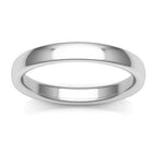 Platinum 3mm low dome comfort fit wedding bands