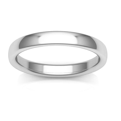 Platinum 3mm low dome comfort fit wedding bands