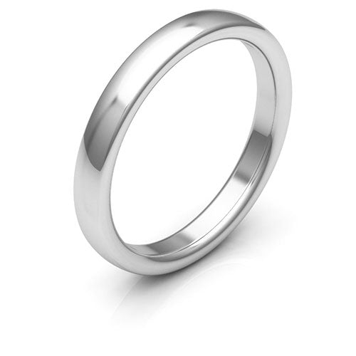 Platinum 3mm low dome comfort fit wedding bands
