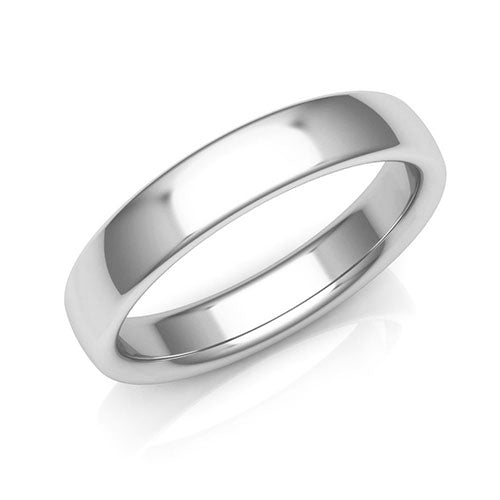 Platinum 4mm low dome comfort fit wedding bands