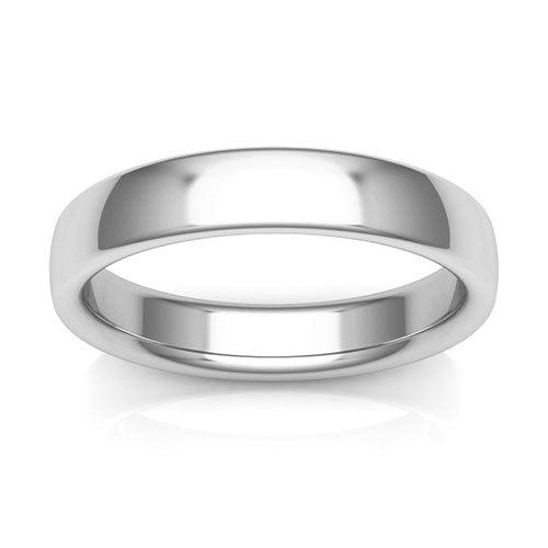 Platinum 4mm low dome comfort fit wedding bands