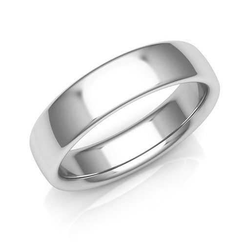18K White Gold 5mm low dome comfort fit wedding bands