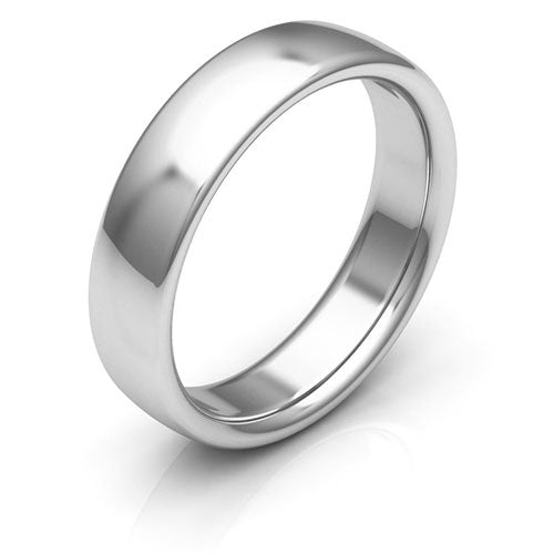 Platinum 5mm low dome comfort fit wedding bands