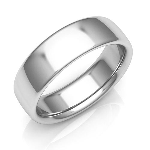 Platinum 6mm low dome comfort fit wedding bands