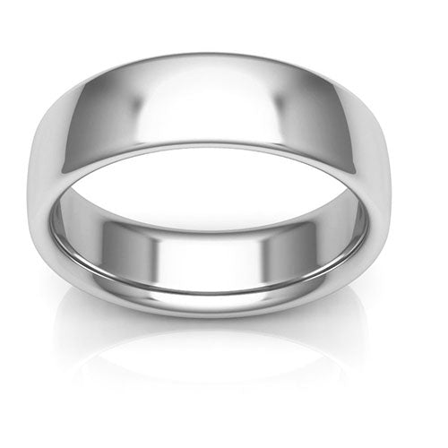 18K White Gold 6mm low dome comfort fit wedding bands
