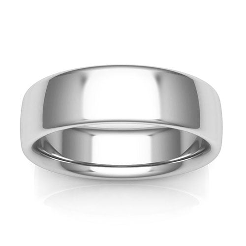 Platinum 6mm low dome comfort fit wedding bands