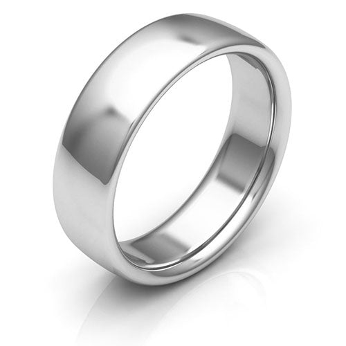 Platinum 6mm low dome comfort fit wedding bands