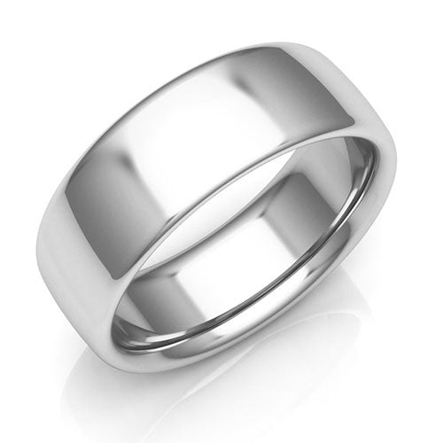 18K White Gold 7mm low dome comfort fit wedding bands