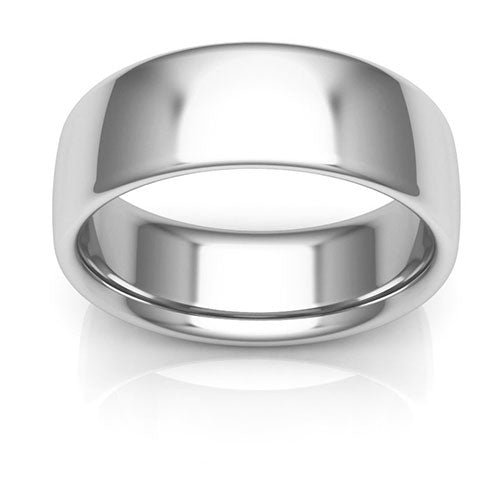 18K White Gold 7mm low dome comfort fit wedding bands