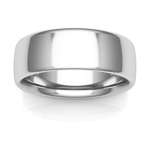 18K White Gold 7mm low dome comfort fit wedding bands