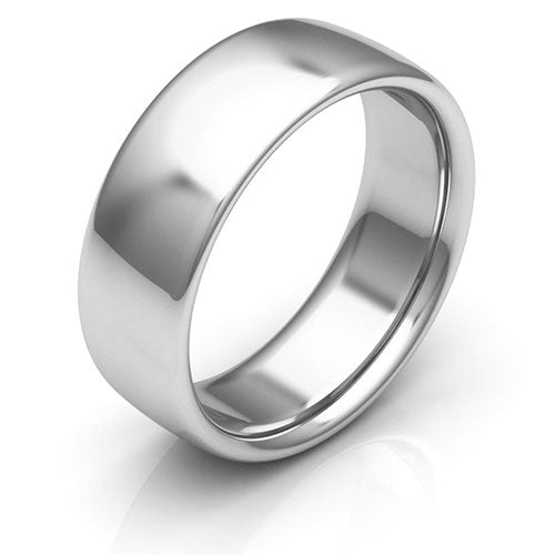 18K White Gold 7mm low dome comfort fit wedding bands