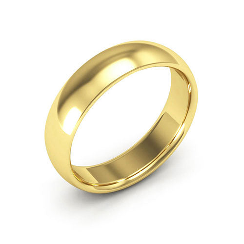 18K Yellow Gold 5mm half round comfort fit wedding bands