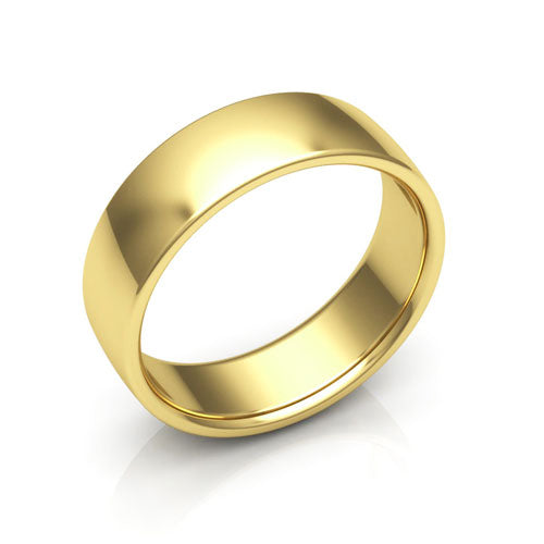10K Yellow Gold 6mm low dome comfort fit wedding bands