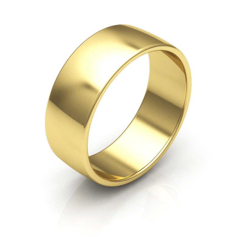 14K Yellow Gold 7mm low dome  wedding bands