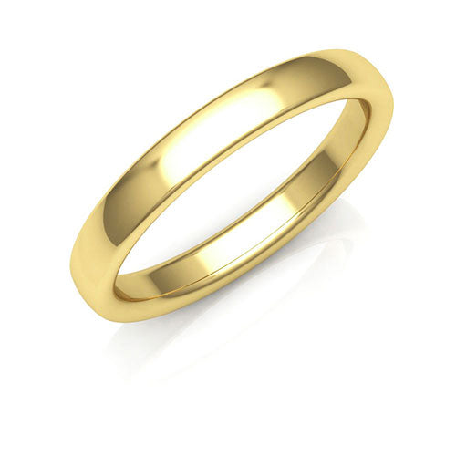 18K Yellow Gold 3mm low dome comfort fit wedding bands