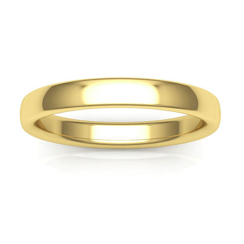 18K Yellow Gold 3mm low dome comfort fit wedding bands