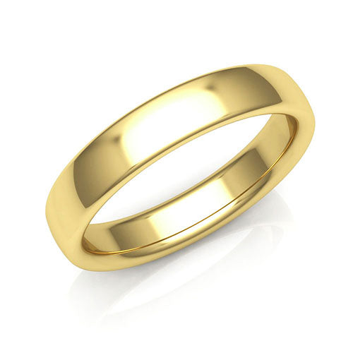 18K Yellow Gold 4mm low dome comfort fit wedding bands