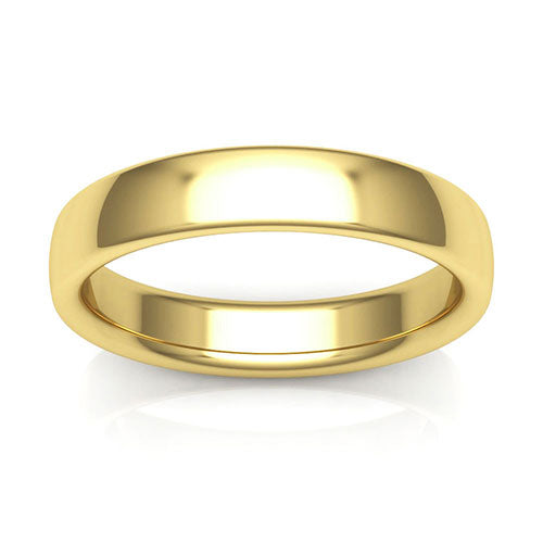 18K Yellow Gold 4mm low dome comfort fit wedding bands