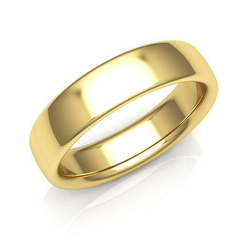 18K Yellow Gold 5mm low dome comfort fit wedding bands