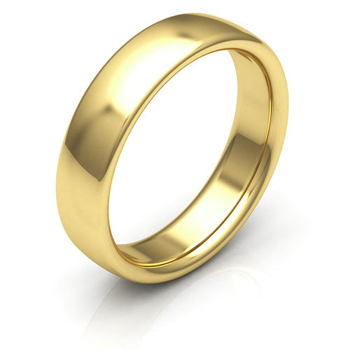 18K Yellow Gold 5mm low dome comfort fit wedding bands