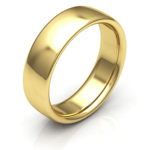 18K Yellow Gold 6mm low dome comfort fit wedding bands