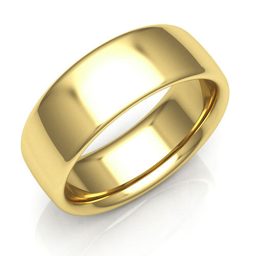 18K Yellow Gold 7mm low dome comfort fit wedding bands