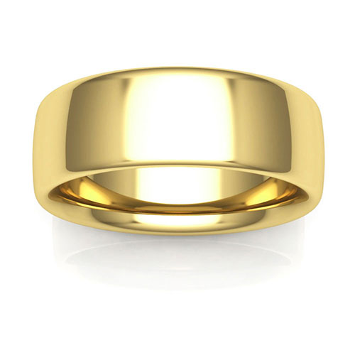 18K Yellow Gold 7mm low dome comfort fit wedding bands