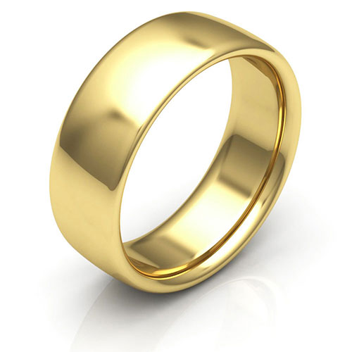 18K Yellow Gold 7mm low dome comfort fit wedding bands