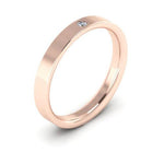 Clearance 14K Rose Gold 3mm flat comfort fit diamond wedding bands (size 10.25) - DELLAFORA