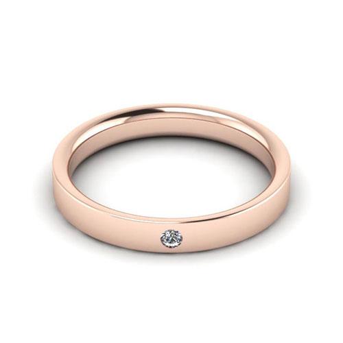 Clearance 14K Rose Gold 3mm flat comfort fit diamond wedding bands (size 10.25) - DELLAFORA