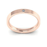 Clearance 14K Rose Gold 3mm flat comfort fit diamond wedding bands (size 10.25) - DELLAFORA