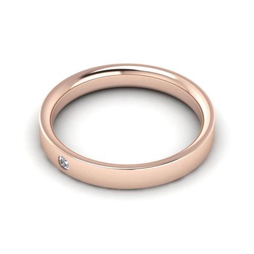 Clearance 14K Rose Gold 3mm flat comfort fit diamond wedding bands (size 10.25) - DELLAFORA
