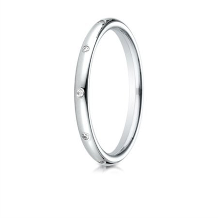 Clearance 14K White gold 2mm women's 0.1 carats diamond (10 diamonds) wedding bands. (size 5) - DELLAFORA