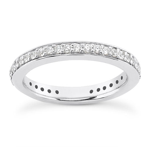 Clearance : 14K White gold 3mm eternity women's 0.37 carats diamond wedding band size 7.5. - DELLAFORA