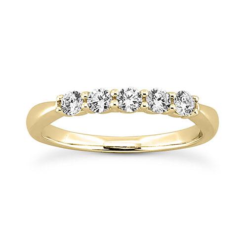 Clearance 14K Yellow gold 2.5mm prong set women's 0.35 carats diamond wedding bands. (size 5) - DELLAFORA