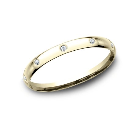 Clearance 14K Yellow gold 2mm women's 0.1 carats diamond (10 diamonds) wedding bands. (size 7) - DELLAFORA