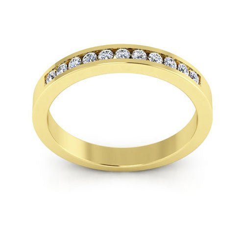 Clearance : 14K Yellow gold 3mm channel set women's 0.22 carats diamond wedding band size 7 - DELLAFORA