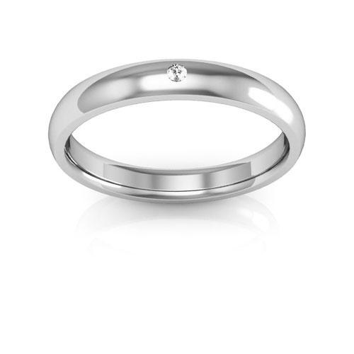 Clearance - 18K White Gold 3mm half round comfort fit diamond wedding bands - DELLAFORA