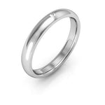 Clearance - 18K White Gold 3mm half round comfort fit diamond wedding bands - DELLAFORA