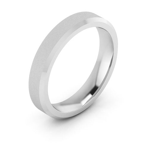 Cobalt Chrome 4mm beveled edge brushed center comfort fit wedding band - DELLAFORA