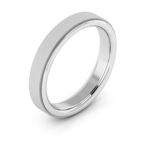 Cobalt Chrome 4mm flat edge brushed center comfort fit wedding band - DELLAFORA