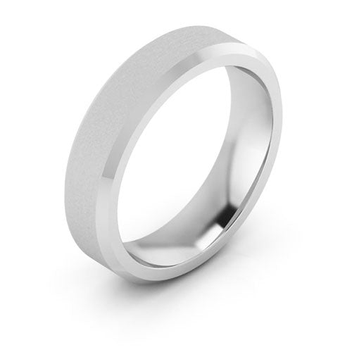 Cobalt Chrome 5mm beveled edge brushed center comfort fit wedding band - DELLAFORA