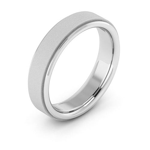 Cobalt Chrome 5mm flat edge brushed center comfort fit wedding band - DELLAFORA