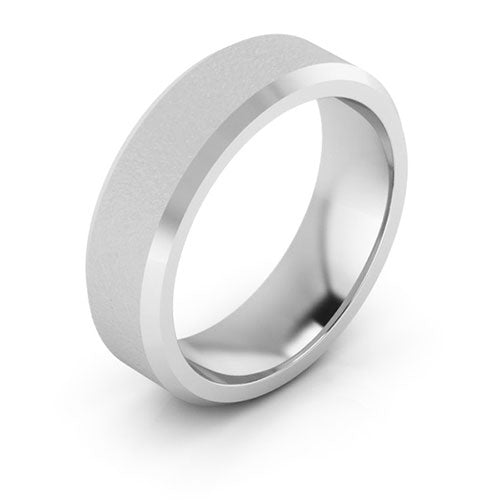 Cobalt Chrome 6mm beveled edge brushed center comfort fit wedding band - DELLAFORA